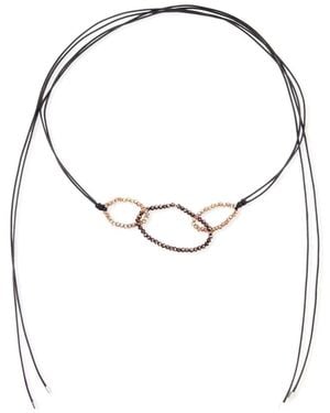 Saachi 3-Oval Crystal Bead Ring Wrap Choker - Brown