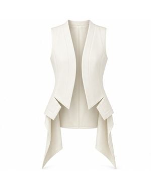 IZABELA MANDOIU Ivory Sculptural Asymmetric Draped Vest - White