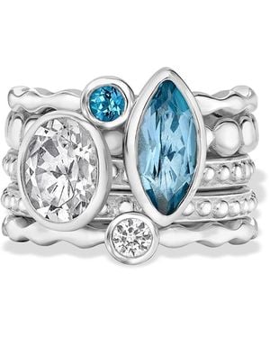 Dower & Hall Serenity Twinkle Rings Stack - Blue