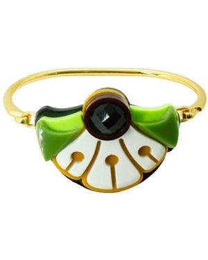 Gissa Bicalho Handmade Acrylic Bracelet Gerbera Mustard - Green