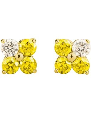 Juvetti Clover Sapphire & Diamond Earrings - Yellow