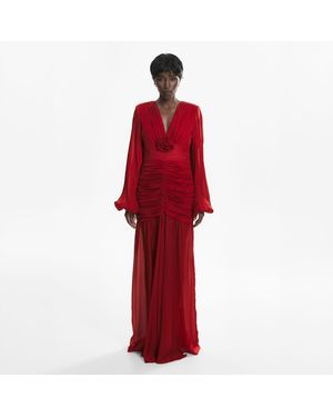 Lita Couture Ruched Maxi Dress - Red