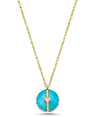 Ecce | Artisan Diamonds Enamelled Mini Diamond Buttons 14K Necklace - Blue