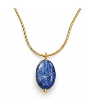 Saéa Dainty Kyanite Pendant Necklace On-Filled Snake Chain - Blue