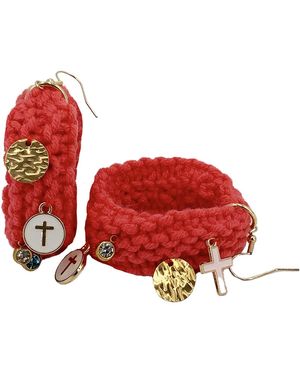 Hilo De Mar Drop Earrings With Charms - Red