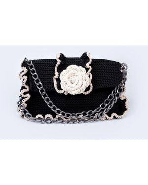 Sibylla Delphica Handwoven Raffled Handbag Ophelia - Black