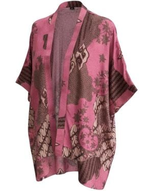 ORIGIN OF HEARTS Tropicana Resort Satin Kimono Shirt - Red