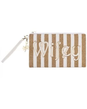 Laines London Neutrals Wedding Edit & Cream Wifey Hand Beaded Clutch - Metallic