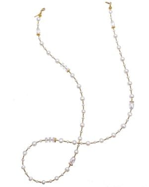 Farra Removable Freshwater Pearls & Crystals Glasses Chain - White