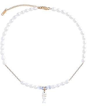 My Little Nature Freshwater Pearls Necklace With Sardine - Metallic