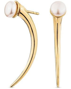 SALLY SKOUFIS Moon Shadow Earrings With Natural Pearl - Metallic