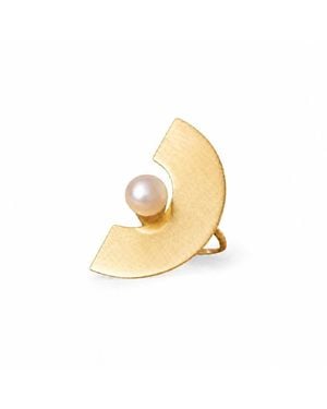 Silver Moon Moonlit Reverie-Plated Sterling Pearl Ring - Metallic