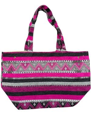 Berber Leather The Nador Large Expandable Fabric Tote - Purple