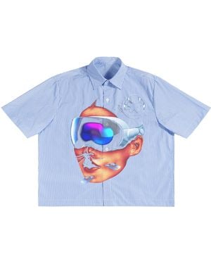 Works of Madness Vision Boxy Button Up - Blue