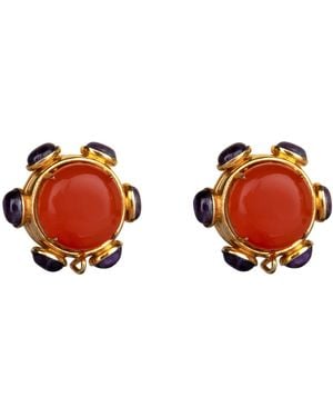 Bounkit Harriet Studs Carnelian Clip On - Brown
