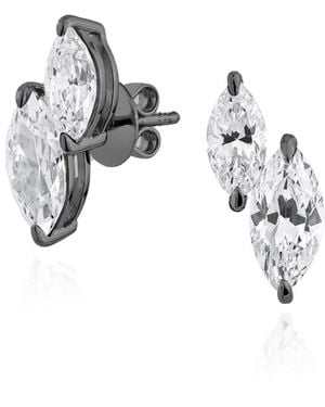 SALLY SKOUFIS Renaissance Stud Earrings With Made Cz Diamond Stimulant - Metallic