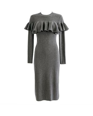 Zenzee Cotton Jersey Ruffle Dress - Grey