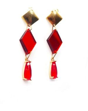 Laura Daili Scarlet Prism Earrings - Red