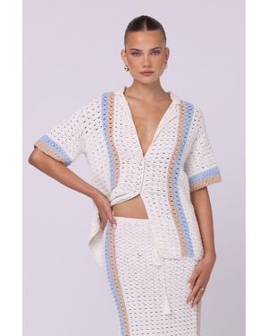 Isabelle Quinn Lea Crochet Top Villa Stripe - White