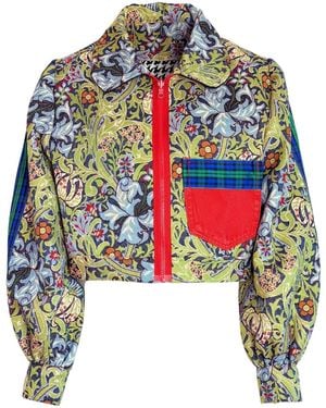 Couture to Your Door Tartan Floral Upcycled Tapestry Jacket - Green