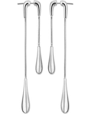 Lucy Quartermaine Sterling Double Drop Earrings Front And Back - White