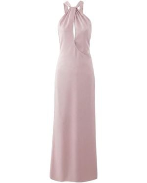 Aisl Mauve Twist Halter Maxi Dress With Front Cutout - Purple