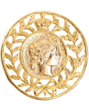 Caramel Vintage Jewellery Plated Laurel Cameo Brooch - Metallic