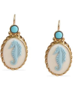 Vintouch Italy Seahorse Cameo Earrings With - Blue