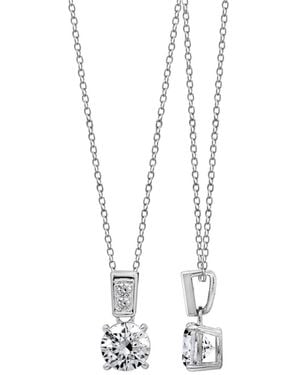 Diamonbliss Embellished With Swarovski Plated Round Cut Solitaire Drop Pendant Necklace One And Halft Carat - Metallic