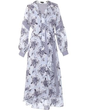 Smart and Joy Wrap Floral Midi Dress - Blue