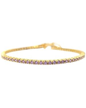 Harfi Plated Amethyst February Birthstone Gemstone Tennis Bracelet - Metallic