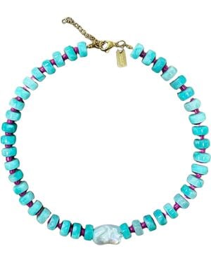 Christina Greene Lighthearted Baroque Pearl Beaded Necklace - Blue