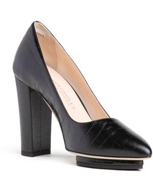 Beautiisoles by Robyn Shreiber Made in Italy Pippa Comfortable Dressy Leather Platform Pump Work Or Valentine Evening - Black