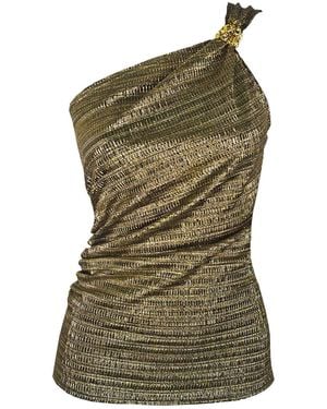 Me & Thee Pick N Mix Metallic Antique One Shoulder Top - Brown
