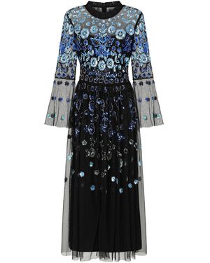 frock and frill blue dress Frock & Frill Womens Maxi Dress Size 12 Midnight Blue Floral Cottagecore Prairie