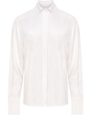 Mandragora Neutrals Ecru Linen And Viscose A Long, Flowing Shirt - White