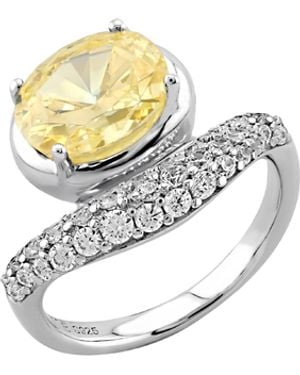 Arte Madrid Sierra Pavé Contour Oval Solitaire Ring - Metallic