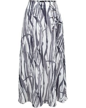 Smart and Joy Lacing On Side Trapeze Midi Skirt - Blue