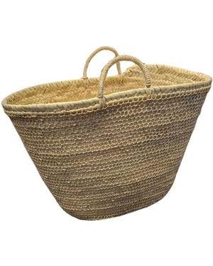 Berber Leather Neutrals The Safi Large Straw & Rattan Beach Tote - Metallic