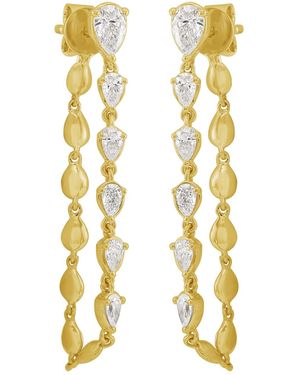 Artisan Pear Shape Diamond Double Chandelier Earrings - Metallic