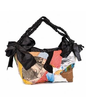 Miro Misljen Patchwork Ribbon Bucket Bag - Black