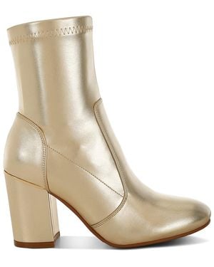 Rag & Co Tirana Metallic Pleather Sock Boots - Natural
