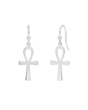 Spero London Sterling Egyptian Ankh Drop Earrings - White