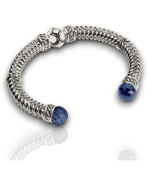 Daneila Léon Sterling Sapphire & Ivory-Color Enamel Cuff - Metallic