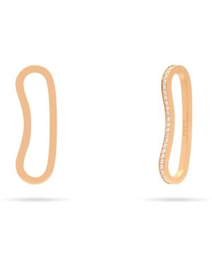 Meulien Long Curvy Thin Bar Ear Cuff With Pave Cz - Pink