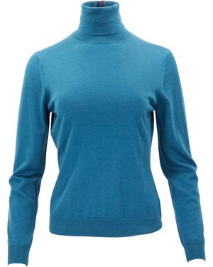 lords of harlech Rona Legion Merino Silk Cashmere Turtleneck - Blue