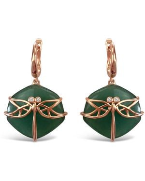 Bellus Domina Plated Aventurine Dragonfly Earrings - Green