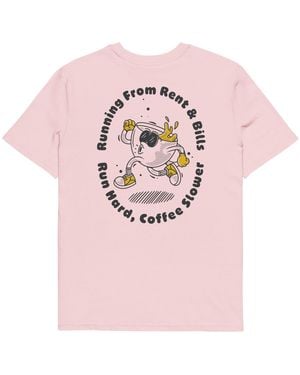 Anchor and Crew Cotton Gustatory Coffee Over Bills Organic Cotton Embroidered T-Shirt - Pink