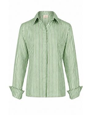 Gunda Hafner Ltd And Striped Linen Cotton Blend Shirt - Green