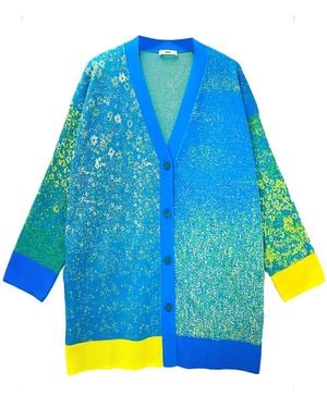 Arto. Eco Daisy Floral Summer Cotton Cardigan - Blue